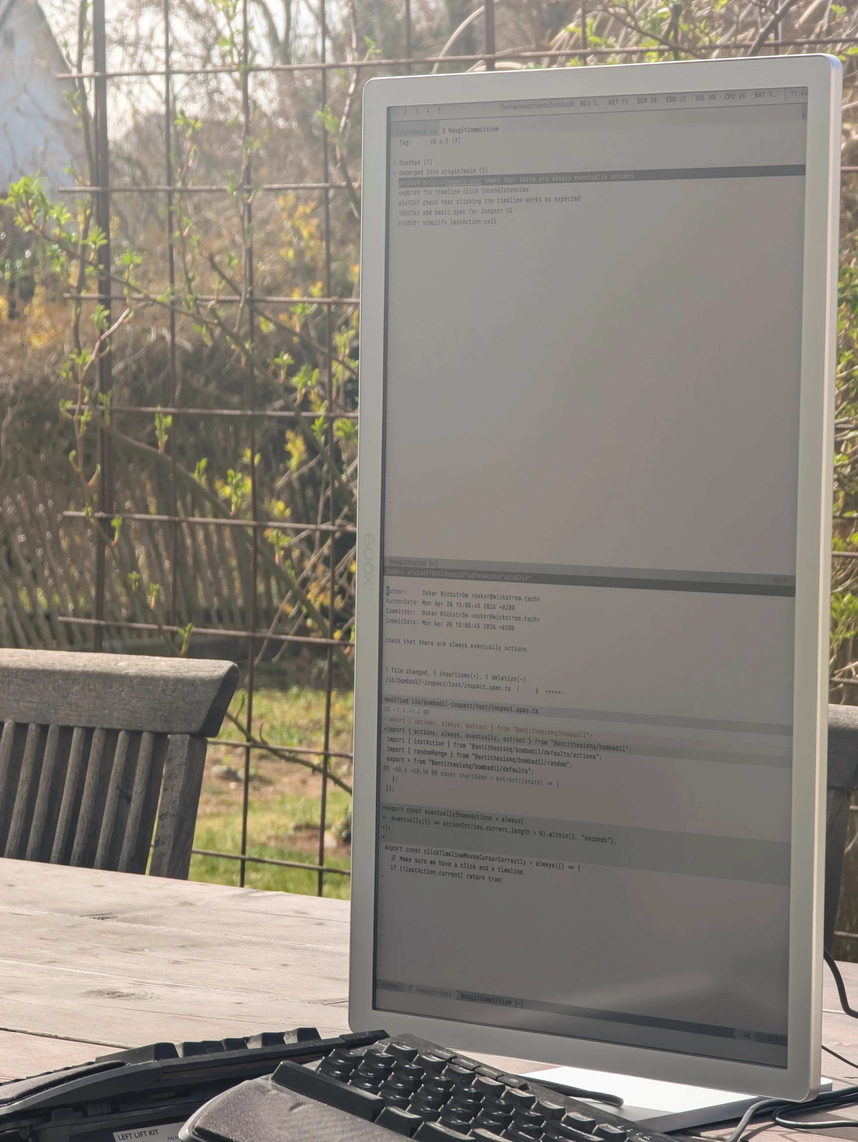 Spending a workday in the garden.