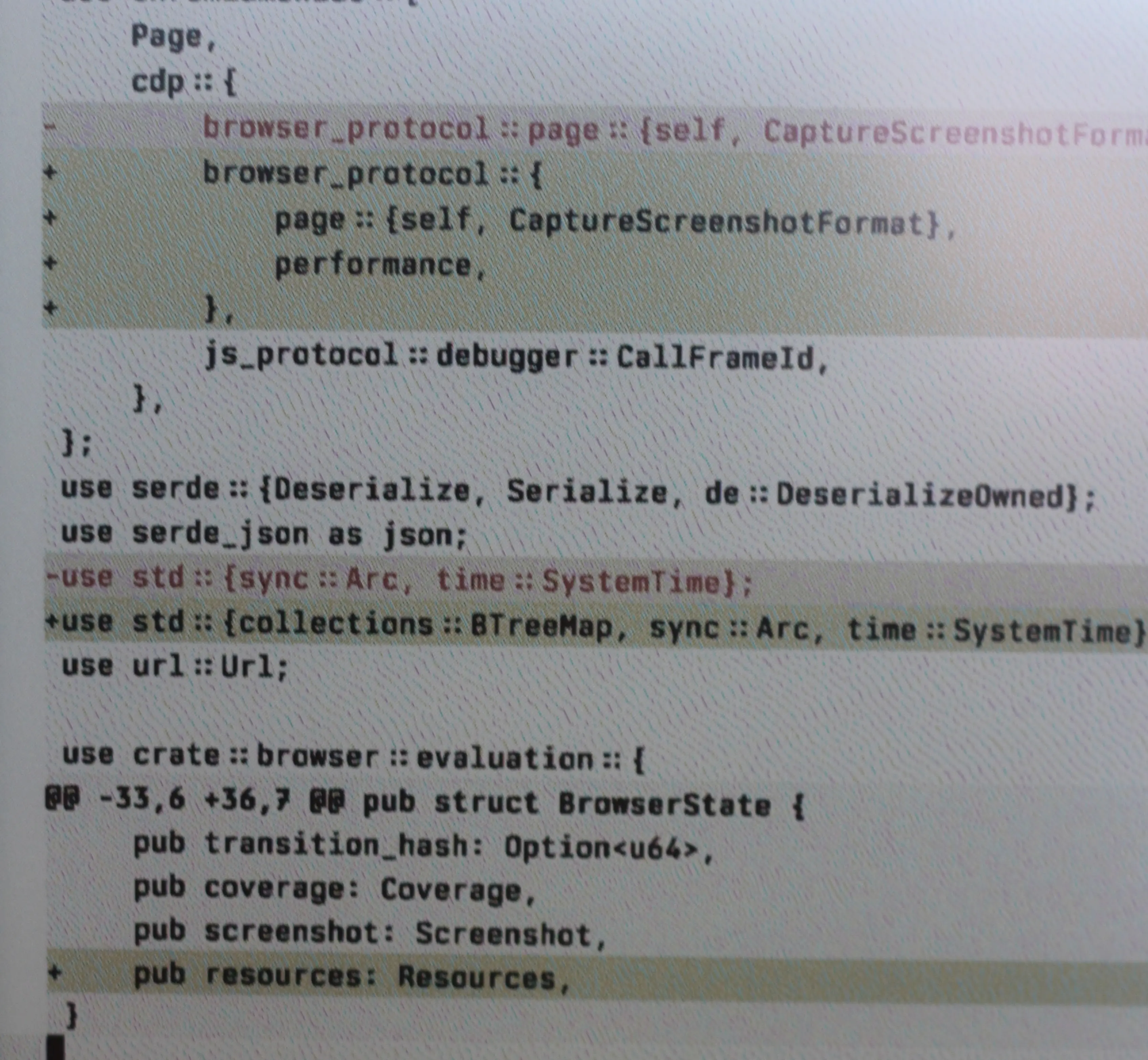 Writing mode, where colored regions (light gray, red, green) are grainy and text is a bit blurry.