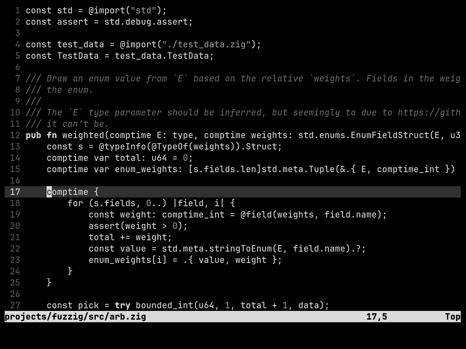 Neovim in monochrome with the quiet colorscheme