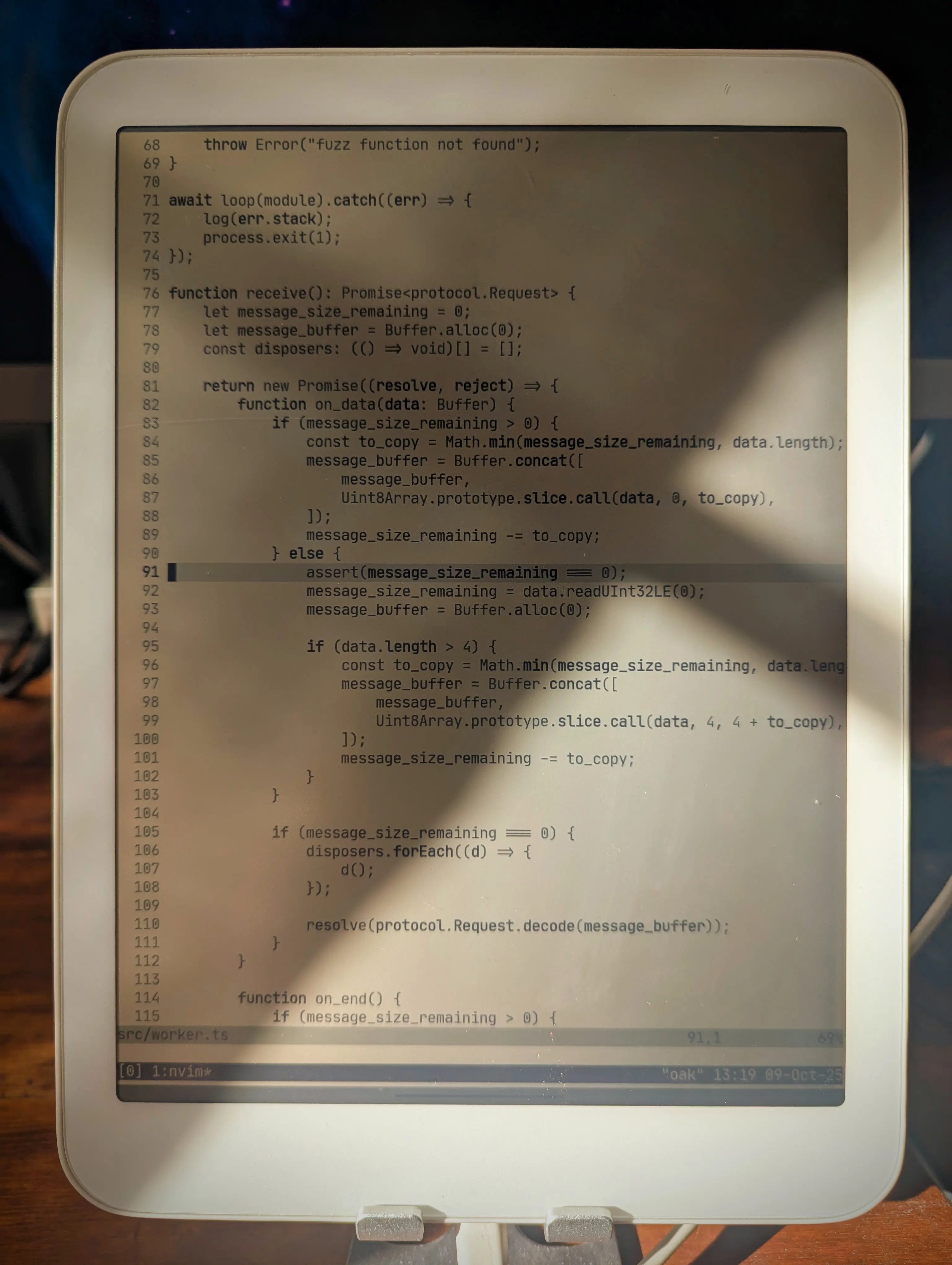 Neovim in Termux on the Daylight DC-1.